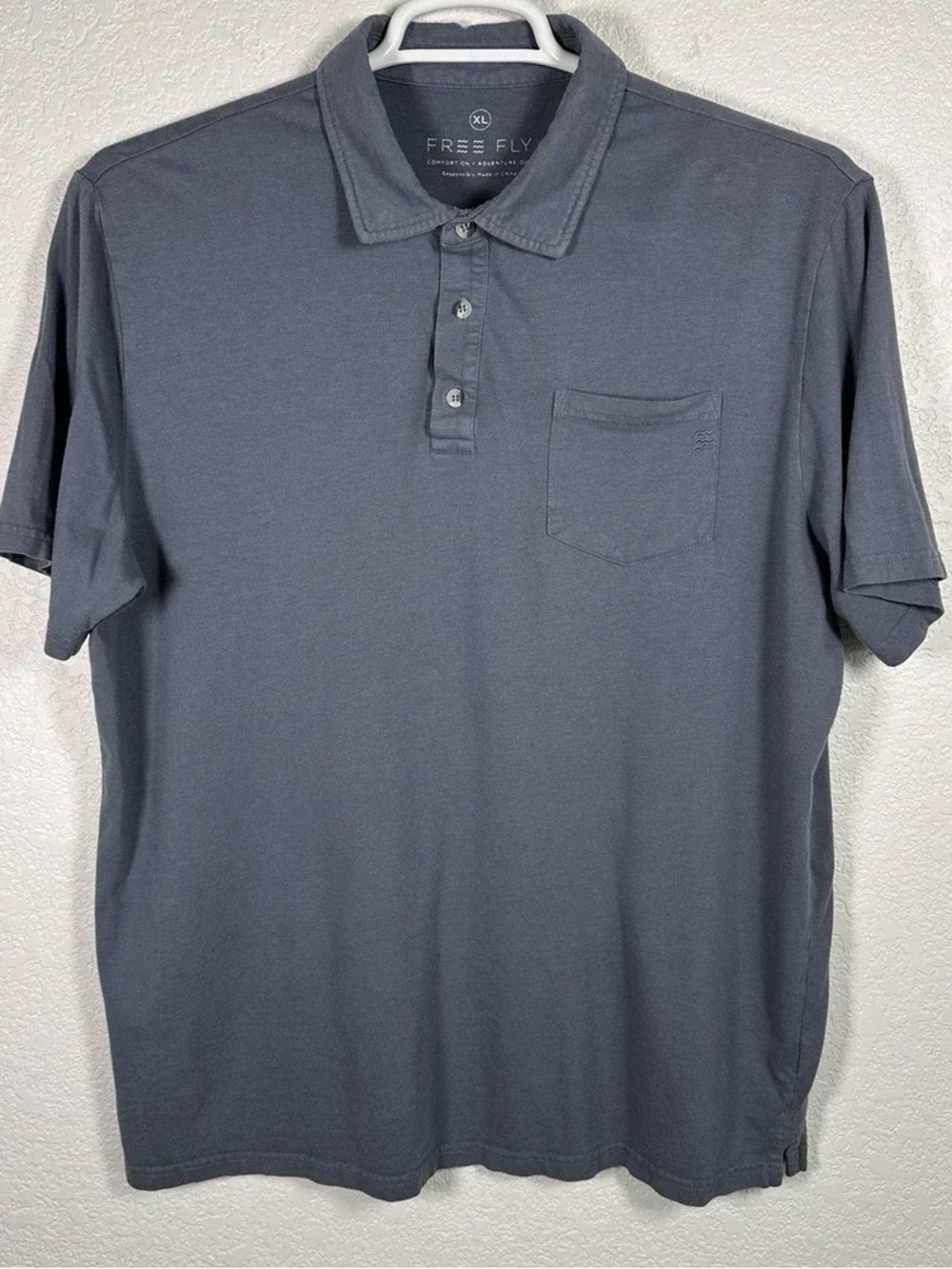 Free People Men’s Dark Gray Polo with Chest Pocket